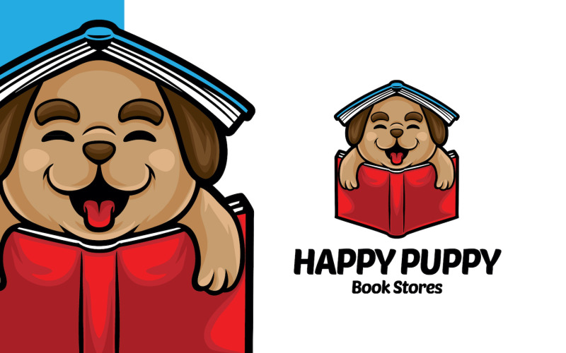 Happy Puppy Book Store Logo Template