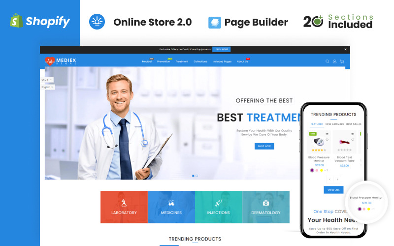 Mediex Health & Medicine Store Shopify-thema
