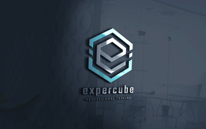 Modèle de logo de cube expert