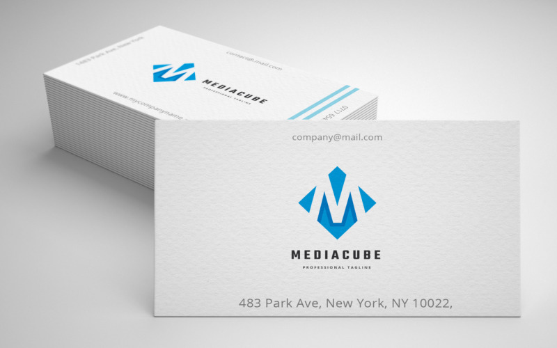 Modèle de logo Media Cube lettre M