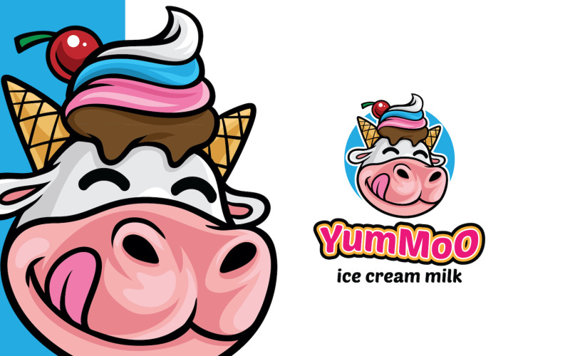 Modelo de logotipo de vaca de sorvete
