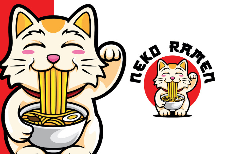 Download Шаблон логотипа "Neko Ramen Mascot Logo Template" / Neko Ramen Mascot Logo Template - Шаблон логотипа на тему графика logo,logomascot,mascot,logotemplate,character,illustration,vector,graphic,ramen,noodles,food,japanese,cat