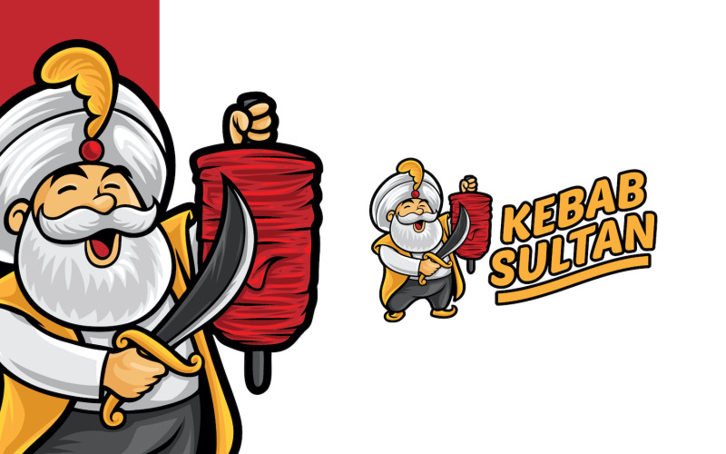 Plantilla de logotipo de mascota de Kebab Sultan