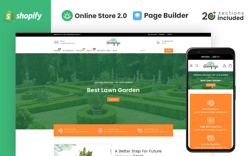 Shopify téma Greenfreys Plants & Garden Store