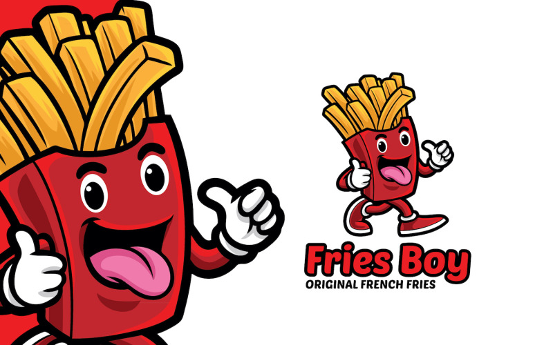 Sjabloon met logo voor Franse frietjes jongen