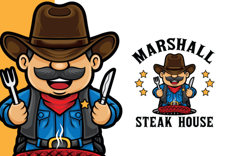 Modelo de logotipo de restaurante de churrascaria
