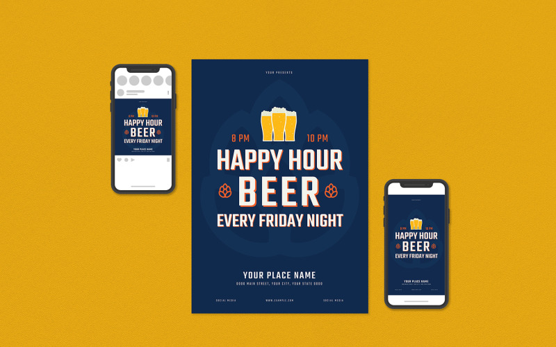 Download Фирменный стиль "Happy Hour Beer Flyer Set - Corporate Identity Template" / Happy Hour Beer Flyer Set - Corporate Identity Template - Фирменный стиль на тему графика advertising,bar,beer,beer ad,beer promotion,design,drink,drinks,flyer template,happy hour,leaflet,modern,octoberfest,old,party,promotion,pub,restaurant,sport,sports bar