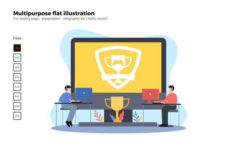 Jogo multiuso de ilustração plana - imagem vetorial