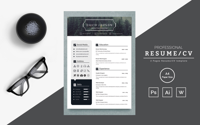 Download Резюме "Marketing Manager Resume Template" / Marketing Manager Resume Template - Резюме на тему графика apple clean cover eps illustrator letter mac page pages resume template word cv microsoft photoshop,cafe cover curriculum delivery employment food job letter receptionist restaurant resume se