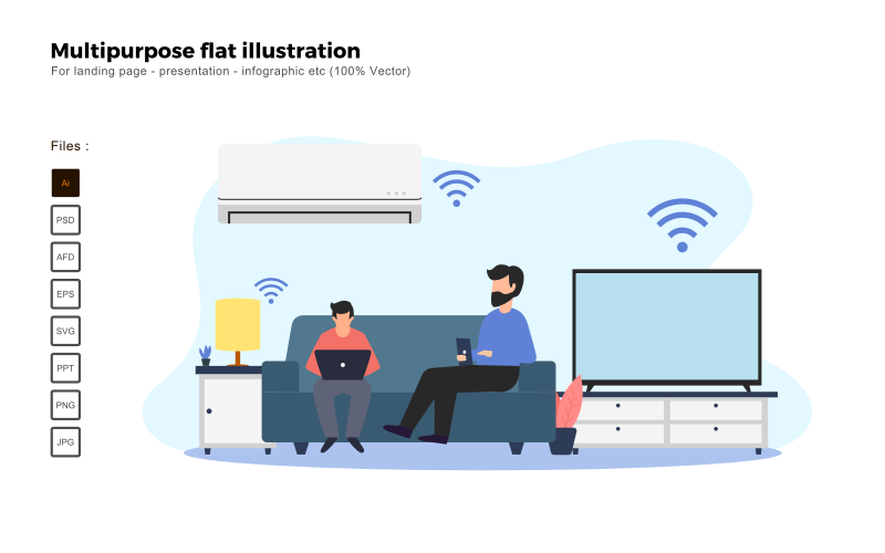 Download Vector "Multipurpose Flat Illustration Smarthome - Vector Image" / Multipurpose Flat Illustration Smarthome - Vector Image - Vector на тему графика flat illustration,vector illustration,flat design,flat icon pack,presentation,powerpoint,keynote,business flat design,people illustration,characters illustration,business concept,seo,analysis