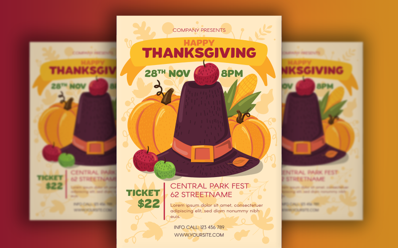 Download Фирменный стиль "Thanksgiving Poster With Pilgrim Hat - Corporate Identity Template" / Thanksgiving Poster With Pilgrim Hat - Corporate Identity Template - Фирменный стиль на тему графика thanksgiving,fall,autumn,vector,flyer,poster,party,background,happy,template,card,invite,dinner,festival,harvest,menu,sale,farm,foliage,offer