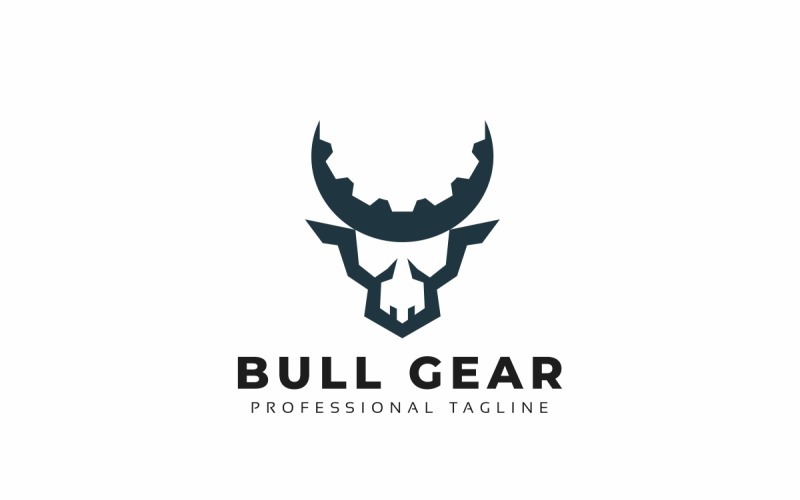 Download Шаблон логотипа "BulL Gear Logo Template" / BulL Gear Logo Template - Шаблон логотипа на тему графика animal,animals,black,blue,brand,branding,buffalo,bull,business,finance,financial,gear,investment,logo,negative space,powerful,red,simple,strengh,strong