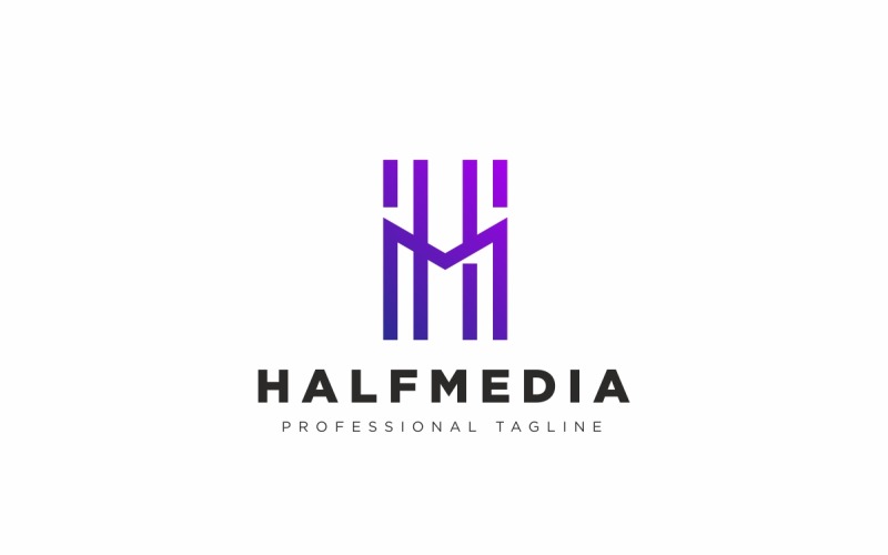 Halfmedia H буква медіа шаблон логотипу