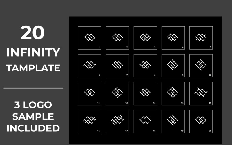 Download Шаблон логотипа "20 Infinity &amp; Logo Template" / 20 Infinity &amp; Logo Template - Шаблон логотипа на тему графика 3d,agency,app,architect,architecture,box,brand,branding,building,cube,design,development,digital,geometry,identity,interior,line,logo,logotype,square