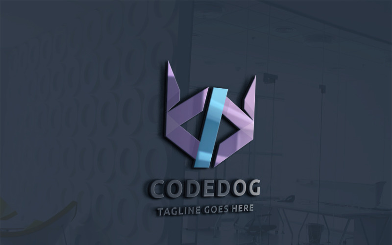 Modèle de logo de chien de code