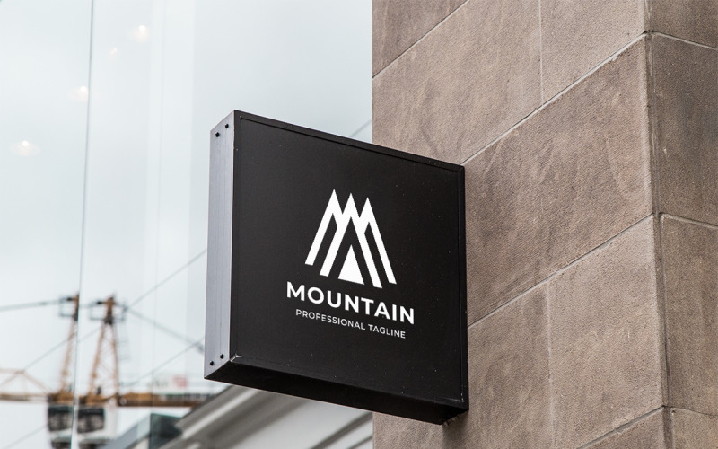 Шаблон логотипа буква M гора