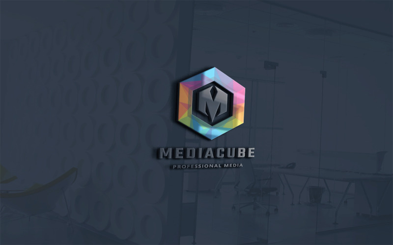 Mediální kostka písmeno M Logo šablona
