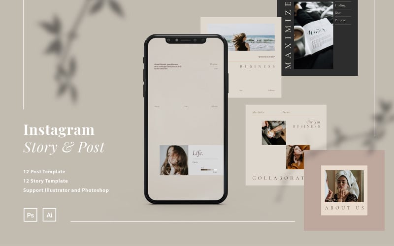 Download Шаблон для соцсетей "Minimalist Instagram Creator Post &amp; Story Template for Social Media" / Minimalist Instagram Creator Post &amp; Story Template for Social Media - Шаблон для соцсетей на тему графика minimalist instagram post,minimalist instagram story,minimalist instagram stories,instagram for creator,clean instagram,modern instagram,influencer,webinar,planner,author,writer,instagram for