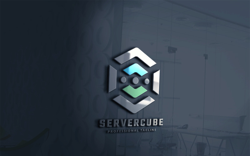 Plantilla de logotipo de cubo de servidor