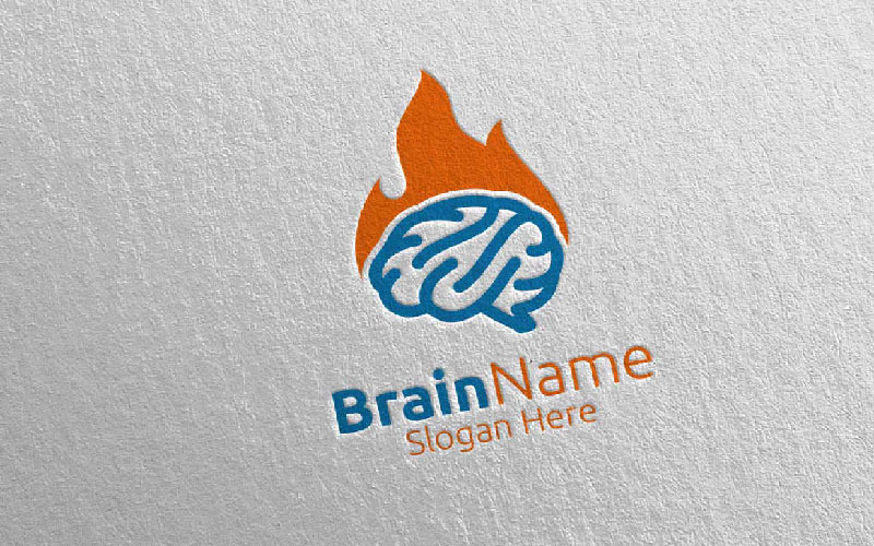 Горячий мозг с шаблоном логотипа Think Idea Concept 13