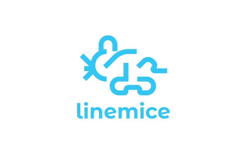Download Шаблон логотипа "Linemice Logo Template" / Linemice Logo Template - Шаблон логотипа на тему графика brand,concept,branding,creative,trendy,premium,quality,logo design,studio,industry,mark,mouse,rat,animal,illustration,symbol,line,blue,tech,futuristic