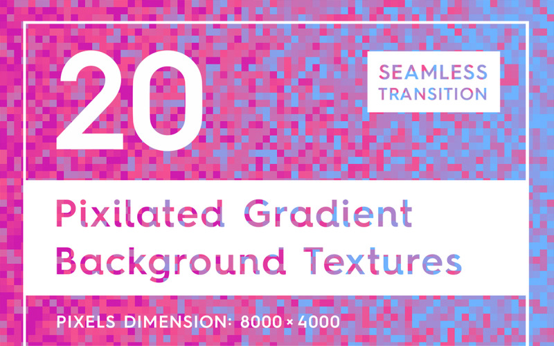 20 naadloze Pixilated Gradient Textures Achtergrond