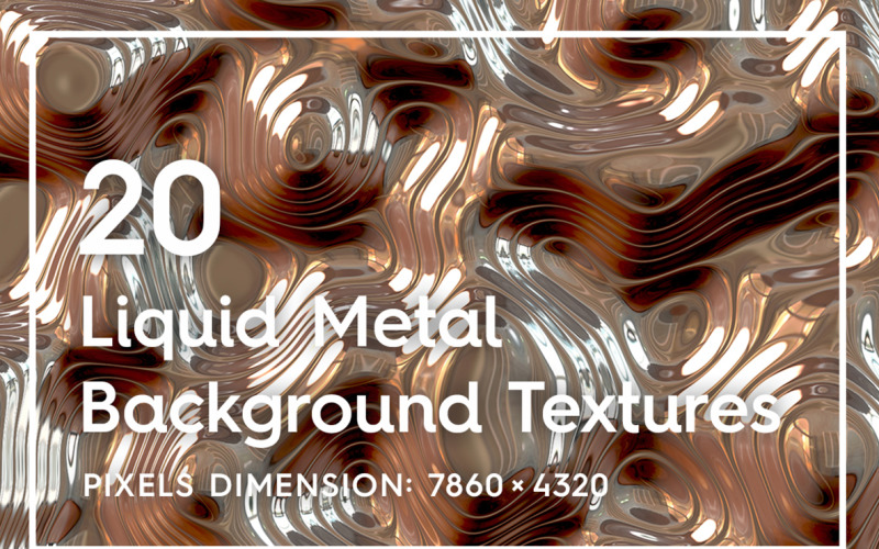 20 bezszwowe tło tekstury ciekłego metalu