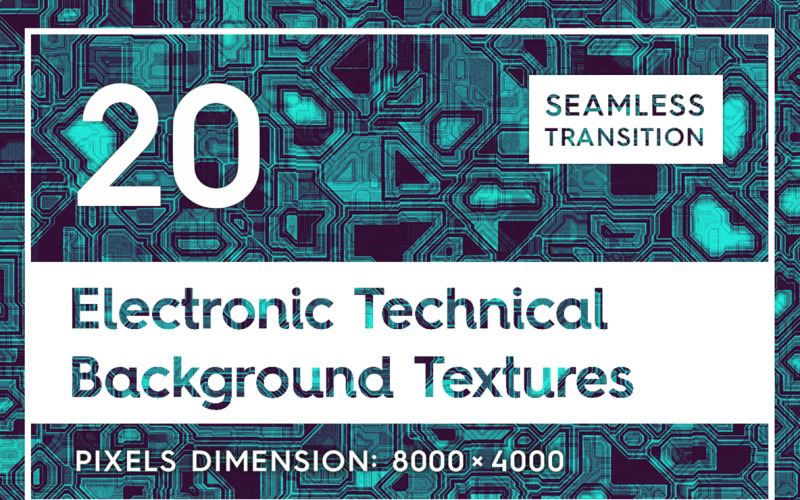 20 naadloze elektronische technische texturen achtergrond