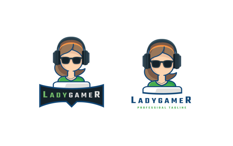 Lady Gamer Logo sjabloon