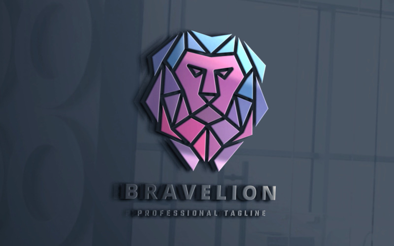 Modello di Logo del leone coraggioso