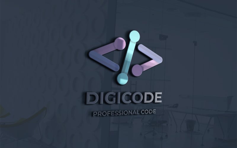 Modelo de logotipo de código digital