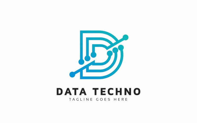 Data Techno D Letter logó sablon
