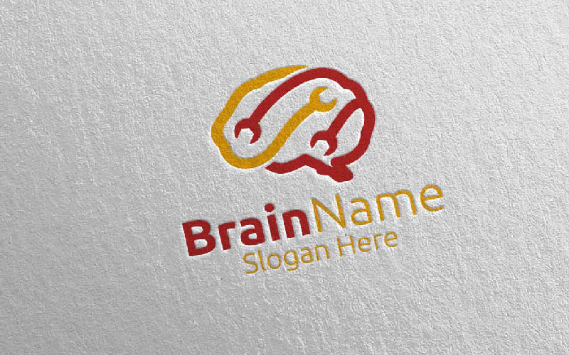 Hersenen repareren met Think Idea Concept 34 Logo-sjabloon