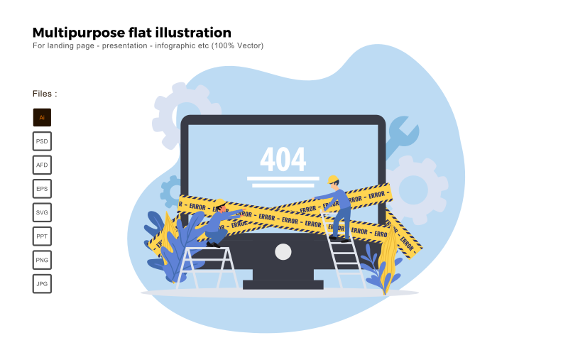 Mehrzweck-flache Abbildung 404 Fehler - Vektorbild