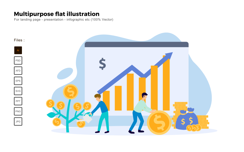 Mehrzweck-flache Illustrations-Investition - Vektorbild