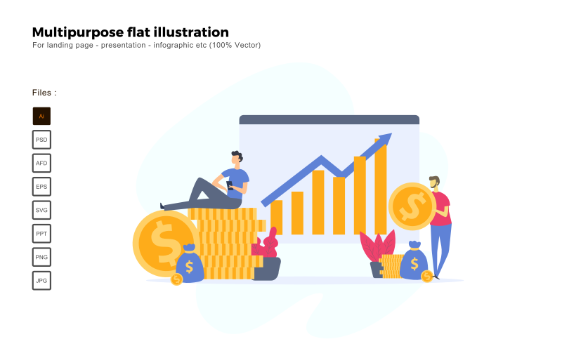 Download Vector "Multipurpose Flat Illustration Business Investment - Vector Image" / Multipurpose Flat Illustration Business Investment - Vector Image - Vector на тему графика flat illustration,vector illustration,flat design,flat icon pack,presentation,powerpoint,keynote,business flat design,people illustration,characters illustration,business concept,seo,analysis