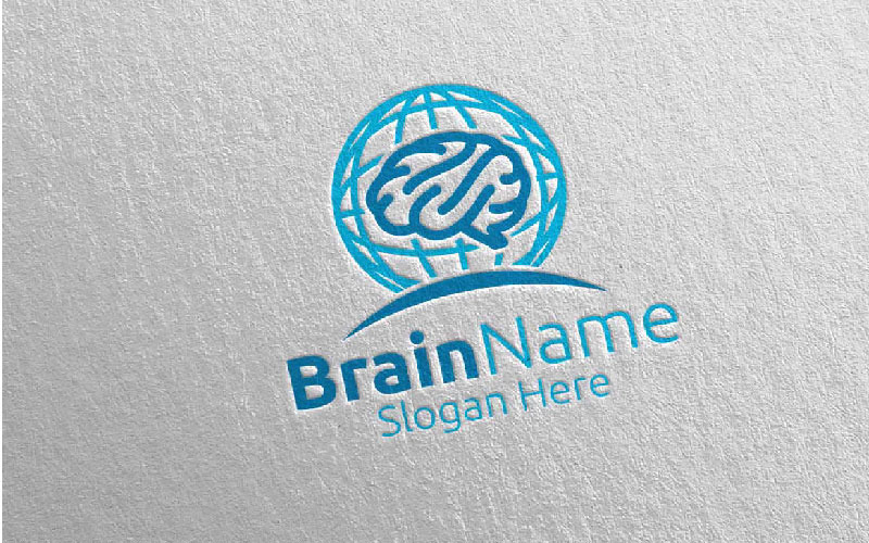 Шаблон логотипа Global Brain with Think Idea Concept Design 24