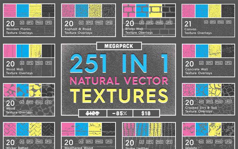 251 em 1 Natural Vector Textures Megapack Background