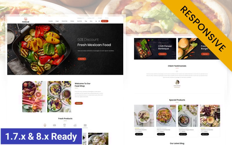 FoodLab - Restaurant Store PrestaShop 响应式主题