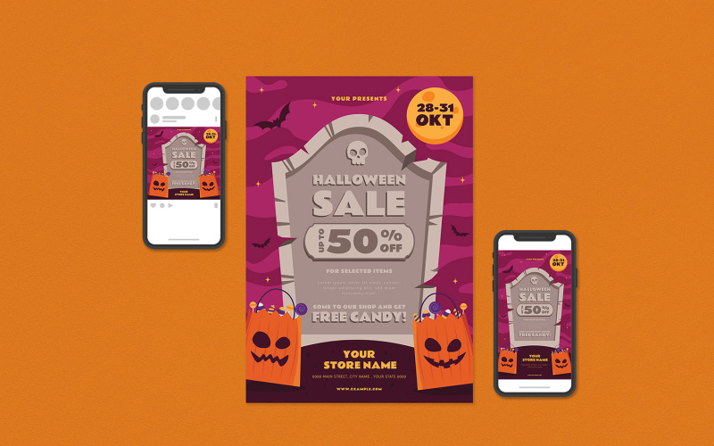 Halloween Sale Flyer Set - Corporate Identity Template