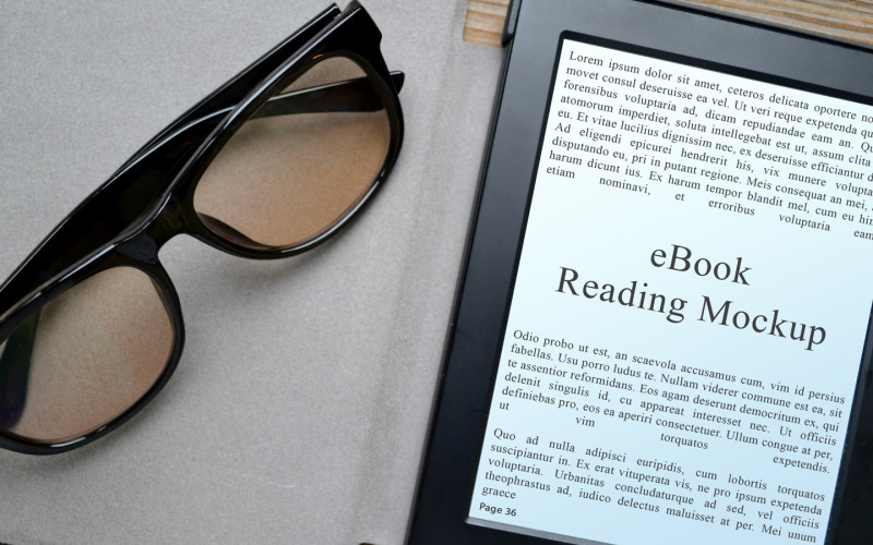3 maquete de produto de leitura de e-book (livro eletrônico)