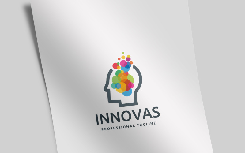 Download Шаблон логотипа "Innovation Human Logo Template" / Innovation Human Logo Template - Шаблон логотипа на тему графика ai,artificial intelligence,blue,colorful,communication,computer,corporate,developer,digital,face,green,head,high tech,human,innovation,internet,it,logo,low poly,pink