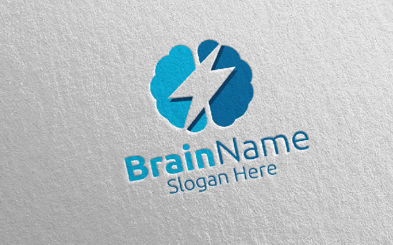 Power Brain con Think Idea Concept 43 Plantilla de logotipo
