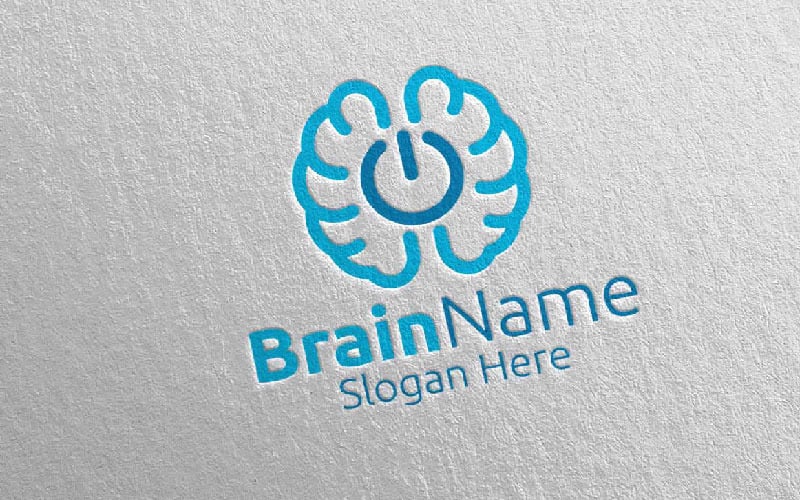 Шаблон логотипа Power Brain with Think Idea Concept 41