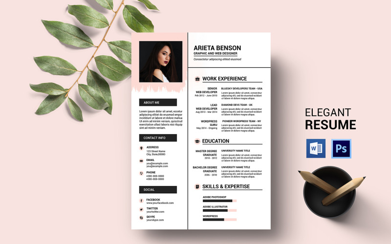 Modello di curriculum di una pagina Arieta