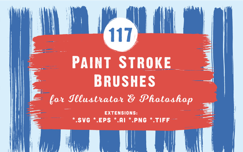 117 Paint Stroke Penslar för Illustrator & Photoshop Bakgrund