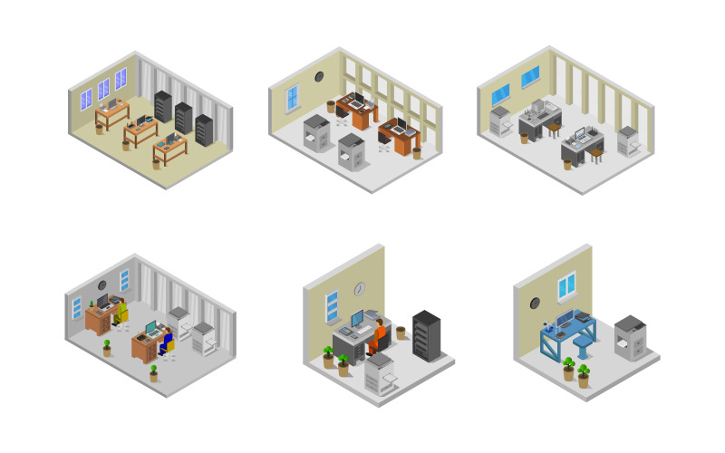 Download Vector "Isometric Office Room Set - Vector Image" / Isometric Office Room Set - Vector Image - Vector на тему графика room,chair,table,vector,design,style,isometric,work,furniture,3d,apartment,wall,residential,home,lamp,architecture,floor,decor,modern,interior