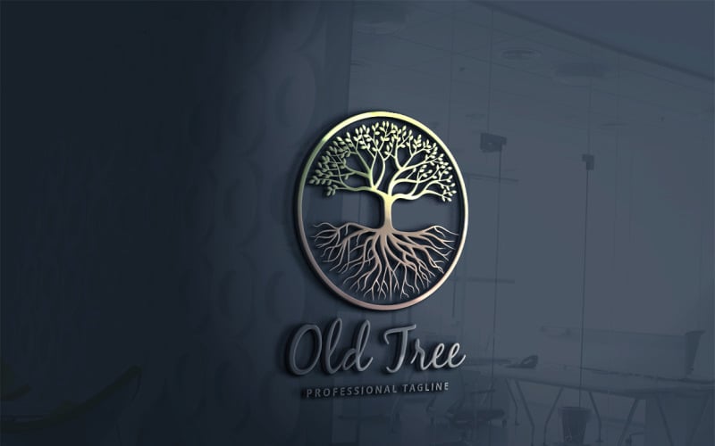 Modèle de logo de vieil arbre