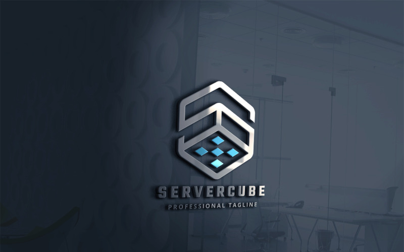 Modello di logo del cubo del server