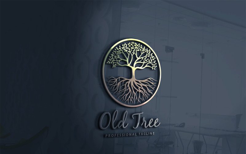 Modelo de logotipo de árvore antiga